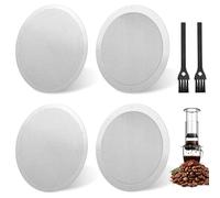 BITEFU Juego de 4 filtros reutilizables de acero inoxidable para cafeteras Aeropress, con 2 placas de filtro, 2 filtros de borde y 2 cepillos, tamaño 61 mm.