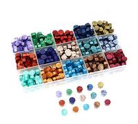 BITEYI Cera de Sellado Octagonal para Sello de cera y decoración de invitación de boda vintage,15 colores,375 piezas (Color oscuro)