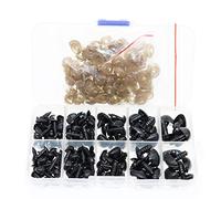 BITEYI Coloridos Plastic Narices de Seguridad DIY Vistoso Craft Narices con Arandelas 130 Piezas 8-16mm para Muñeca,Marioneta,Felpa Animal (Negro)