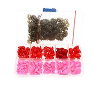 BITEYI Coloridos Plastic Narices de Seguridad DIY Vistoso Craft Narices con Arandelas 130 Piezas 8-16mm para Muñeca,Marioneta,Felpa Animal (Rojo y Rosa)