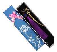 BITEYI Marcapáginas de Metal con Borlas,Marcapáginas Clásico y Soporte de Página de Libro de Pulgar Creativo Set de Regalo para Amantes de la Lectura de Libros (Long Y Qu)