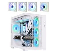 BitFenix AL118 High Airflow Dual Chamber PC Gaming Case White 4ARGB - Compatible con placa base de conexión inversa, 4 ventiladores Infinity Mirroring ARGB (3X Reverse)-360 mm AIO/GPU 400 mm Support