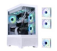BitFenix CETO Basic High Airflow PC Gaming Case White Panorámico Tempered Glass- 3 x Infinity Mirroring ARGB Fans (2X Reverse)-360mm AIO/GPU 390mm Support