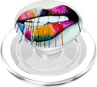 Biting Lips Hot Pink Colorful Painting Design on White PopSockets PopGrip para MagSafe