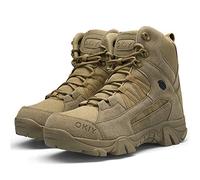 Bititger - Botas de desierto militares de piel, impermeables, con cremallera, botas tácticas y de combate para hombre, para patrullas, de seguridad, para policías, color Marrón, talla 45 EU
