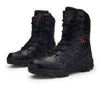 Bititger - Botas de desierto militares de piel, impermeables, con cremallera, botas tácticas y de combate para hombre, para patrullas, de seguridad, para policías, color Negro, talla 42 1/3 EU