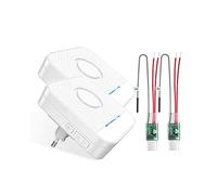 BITIWEND Set de extensión de señal inalámbrica para timbre y gong, 2 convertidores de radio + 2 receptores de toma de corriente para sistemas de timbre existentes (emisor de montaje 3-24V AC/DC)