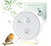 BITIWEND Vogeltjilscher detector de movimiento con luz, soporte extraíble, recargable, sonidos de pájaros, mar, susurros de arroyo, fogata, caja de música con sensor de movimiento