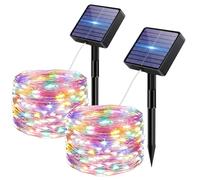 bitjam 2 Paquete Guirnaldas Luces Exterior Solar, 5M 50 LED 8 Modos Luces Solares LED Exterior Jardin, Impermeable IP65 Luz Navidad Exteriors Solares para Exteriores Decoracion Arbol, Multicolor