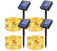 bitjam 4 Paquete Guirnaldas Luces Exterior Solar, 5+2M 50 LED 8 Modos Luces Solares LED Exterior Jardin, Impermeable IP65 Luz Navidad Exteriors Solares para Exteriores Decoracion Arbol, Blanco Calido