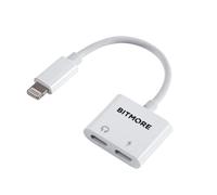 Bitmore e-Lightning Splitter, hecho de plástico reciclado, carga y escucha tu dispositivo Apple simultáneamente. Compatible con iPhone 12, 13, 14, iPad. El mejor divisor de carbono neutro del mundo