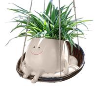 Bitong - Jardinera de pared, maceta de resina de sonrisa | Jardinera de silla giratoria de montaje, macetas de maceta con cara giratoria lindas para flores, grandes