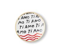 BITOSSI Home Plato de porcelana Ti Amo - Colección Con Amor, diámetro 17 cm, borde dorado, diseño claro perano