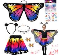 BITOYO 7 Piezas Disfraz Mariposa Niña, Disfraz de Alas de Mariposa, para Navidad Carnaval Fiesta Cosplay Pascua Playa