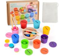 BITOYO Juguetes Montessori 2 3 4 5 Años, Clasificar Juegos, Juguete Apilable, Montessori Juego de Combinación de Color,para Contar,Motricidad Fina,Juguetes Educativos Regalo para Niños 2-5 años