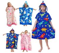 BITOYO Toalla con Capucha para Niños, Toalla de Playa Extragrande Toalla de Baño para Piscina Toalla de Poncho Albornoz de Baño Súper Suave para Niñas Niños (Altura de 120 a 170 cm) (Dinosaurio)