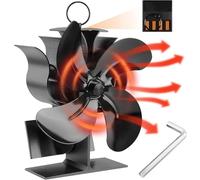 BITOYO Ventilador de Chimenea, 4 Aspas Ventilador de Estufa, Estufa de Lena Silencioso no Eléctrico para Madera/Leña/Chimenea
