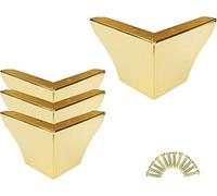 Bitray Juego de 4 patas de metal para muebles de 3 pulgadas de altura, patas triangulares de hierro cromado pulido con tornillos, para armario, sofá, silla, otomana, color dorado