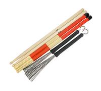 Bitray Juego de baquetas, 1 par de cepillos de alambre retráctil, 1 par de cepillos de tambor y 1 par de baquetas clásicas de madera de arce con bolsa de almacenamiento para amantes de la música
