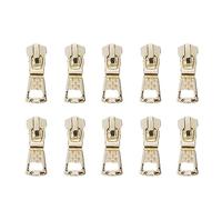 Bitray Kits de reparación de deslizadores de cremallera para dientes de metal #5 dorado reemplazo de tirador de cremallera - 10 piezas