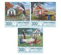 Bits and Pieces - Conjunto econ mico de tres (3) rompecabezas de 300 piezas grandes para adultos - Colecci n Sunny Season del artista John Sloane