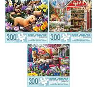 Bits and Pieces - Conjunto econ mico de tres (3) rompecabezas de 300 piezas para adultos - Colecci n de primavera, rompecabezas de piezas grandes