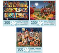 Bits and Pieces - Juego econ mico de (3) rompecabezas de 300 piezas para adultos - Cada rompecabezas mide 45,7 x 61 cm - Rompecabezas de Hallowee