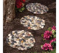 Bits and Pieces - Piedras Redondas Riverstone de 12 Pulgadas - Juego de Tres (3) - Decoraciones de Patio - Piedras Decorativas para jardín