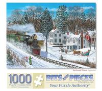 Bits and Pieces - Rompecabezas de 1000 piezas para adultos - 20 x 27 pulgadas - Ciudad ferroviaria - Rompecabezas de invierno de tren nevado de 1000 piezas de Bob Fair