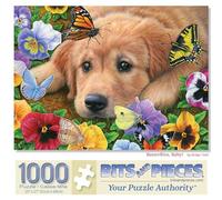 Bits and Pieces - Rompecabezas de 1000 piezas para adultos - 20 x 27 pulgadas - Mariposas, bebé! - Rompecabezas colorido de 1000 piezas de cachorros Golden Retriever de Bridget Voth