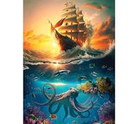 Bits and Pieces - Rompecabezas de 1000 piezas para adultos, 20 x 27 pulgadas, The Flying Dutchman, 1000 piezas, rompecabezas de pulpo de barco de siete mares de Ray Heere