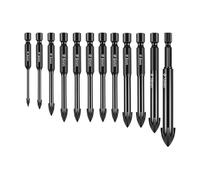 Bits, Shockproof Hex Shank Bit Set & Alloy Carbide Multi-Purpose Tool Kit, High Density Bits for Cement, Ceramic, Metal, Glass, Wall, Wood, Professional DIY, Home, and Construction