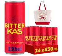 Bitter kas Refresco con sabor amargo sin alcohol, pack de 24 latas de 330 ml, 7.92 litros en total, Incluye bolsa de Regalo