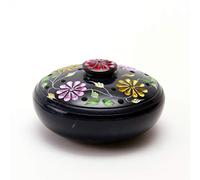 Bitto Portasahumerios Decorativo Padma, Recipiente con Tapa, esteatita Negra, alt.: 5 cm, Ø 10 cm