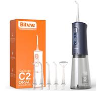 Bitvae Hilo dental de agua para limpieza de dientes, potentes púas de limpieza de dientes de agua, hilo dental impermeable IPX7, 3 modos, 6 puntas de chorro, púas dentales de agua recargables por USB (azul medianoche)