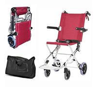 BITWIT Silla de Ruedas Plegable portátil, Silla de Ruedas de Viaje de aleación de Aluminio súper Liviana, con Freno de Mano y reposabrazos abatible