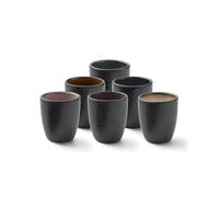 BITZ Juego de 6 tazas de café y espresso de cerámica, 10 cl, aptas para lavavajillas, color negro