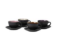 Bitz Gastro Taza Negra / Clara 0,22 L Con Plato 10 Cm Set De 4 Piezas.