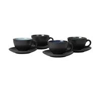 Bitz Gastro Taza Negra / Oscura 0,22 L Con Plato 10 Cm Set De 4 Piezas.