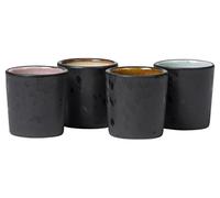 BITZ Huevera negra mate, bonito juego de hueveras de cerámica, apto para lavavajillas, diámetro: 5,2 cm, altura 5 cm, negro mate (exterior) y multicolor brillante (interior), juego de 4