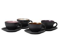 Bitz Gastro Taza Negra / Clara 0,22 L Con Plato 10 Cm Set De 4 Piezas.