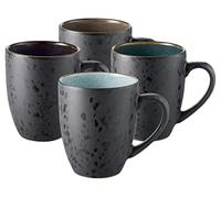 BITZ Juego de 4 tazas de café de gres, tazas de café con asa, bicolor, 30 cl