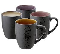 BITZ Juego de 4 tazas de café de gres, tazas de café con asa, bicolor, 30 cl