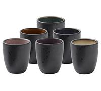 BITZ Juego de 6 tazas de café y espresso de cerámica, 10 cl, aptas para lavavajillas, color negro