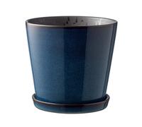 Bitz Maceta con plato Bitz Ø14 cm azul oscuro-negro