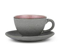 Bitz Taza con plato de té Bitz gris Rosa