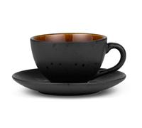 Bitz Taza con plato para té Bitz negro ámbar