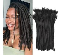 Biubiulom Extensiones de rastas de cabello humano para hombres y mujeres, 100 % cabello humano real, extensiones de cabello humano permanente que se pueden teñir (0.6 cm, #1B, 12 pulgadas/10 mechones)