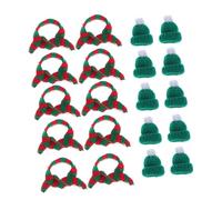 BIUDECO 10 Juegos Mini DIY Christmas Knit Hats Scarves Tiny Santa Accessories For Wine Bottles Dolls Holiday Crafting Decorations