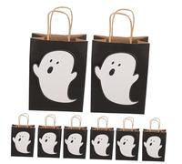 BIUDECO 10 Piezas Bolsa para Dulces de Halloween con Asas Paquete de Unidades Diseño de Fantasmas Mediano Reutilizable para Fiestas y Temáticos